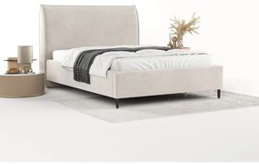 Kremowe tapicerowane łóżko dwuosobowe ze schowkiem i stelażem 160x200 cm Shell – Maison de Rêve