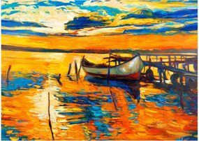 Obraz - Łódź o zachodzie słońca (70x50 cm)