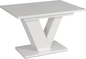 Stół Carrie rozkładany 120/160 cm do jadalni – nowoczesny stół prostokątny glamour z grubym blatem MDF i nogami w kształcie V