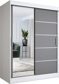 Szafa z frontami przesuwnymi biel + antracyt 150 cm S7-E28