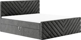 Nowoczesne łóżko tapicerowane TOGO z pojemnikiem na pościel 140x200 cm w tkaninie CENTAUR 15 szarej