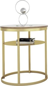 Okrągły stolik kawowy glamour dąb lancelot + złoty S1-T19