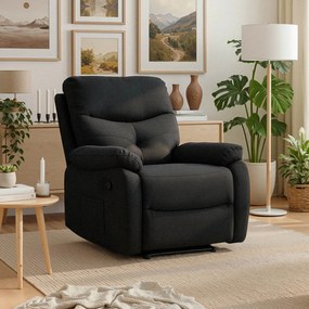 Fotel Masujący Rozkładany z Podnóżkiem INTER 2 Czarny Nowoczesny