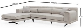Beżowa sofa narożna Artie Jivago, narożnik lewy