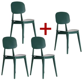 Krzesło do jadalni plastikowe SIMPLY 3+1 GRATIS, zielone