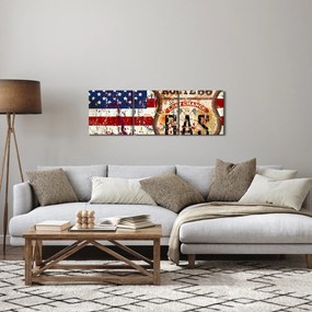 Obraz - Vintage flaga (z zegarem) (90x30 cm)