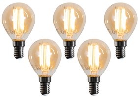 Zestaw 5 żarówek LED E14 G45 Gold 2W 180 lm 2100K