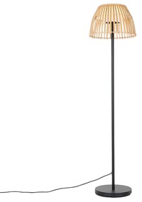 Zewnetrzna Rustykalna lampa podłogowa zewnętrzna czarna z bambusem w komplecie z LED - Kaiser Rustykalny / Vintage Oswietlenie zewnetrzne