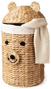 Dziecięcy kosz na zabawki z hiacyntu wodnego w naturalnym kolorze ø 30x56 cm Bear – Compactor