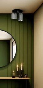 Sufitowa lampa z dwoma ryflowanymi grafitowymi kloszami P2-E71