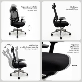 Ergonomiczny fotel biurowy z siatką czarny AXIS