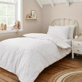 Biało-beżowa bawełniana pościel dziecięca dwuosobowa 200x200 cm Mini Star &amp; Stripes – Bianca