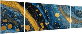 Obraz - Niebieska abstrakcja ze złotem (170x50 cm)