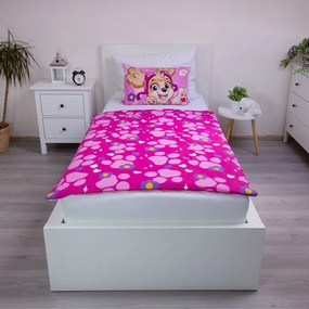 Różowa bawełniana pościel dziecięca do łóżeczka 100x135 cm Paw Patrol "Pawsome friendships grow" – Jerry Fabrics