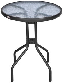 Outsunny Stół Ogrodowy Balkonowy Bistro Metalowy z Szybą Bezpieczną Okrągły 60cm Wysokość 70cm | Aosom PL