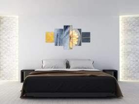 Obraz - Kształty i kwiat (125x70 cm)