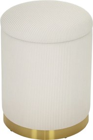 HOMCOM Puf z miejscem do przechowywania, składany puf z pokrywką, podstawa ze stali, okrągły puf 36 x 36 x 44 cm Kremowy