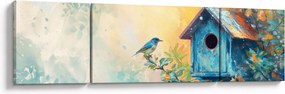 Obraz - Domek dla ptaków, akwarela (170x50 cm)