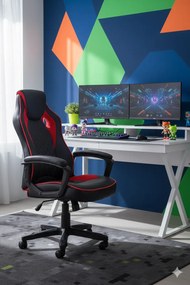 Czarno-czerwony obrotowy fotel gabinetowy A7-G58