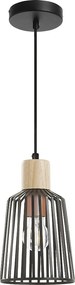 Lampa sufitowa BAGUET w nowoczesnym stylu - wys. 120 cm x g?. ø16 cm - E27 42W - ip20 - stal i drewno - czarny