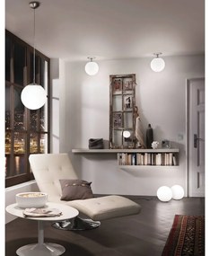 Lampa wisząca w biało-srebrnym kolorze ze szklanym kloszem ø 25 cm RONDO – EGLO