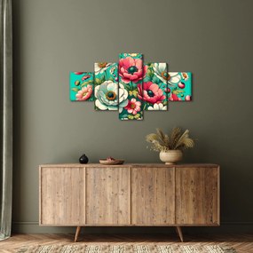 Obraz - Kwiaty na niebieskim tle (125x70 cm)