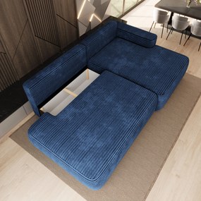 Masseno Narożnik AVINI z funkcją spania i pojemnikiem na pościel Narozniki L, Rozkładana sofa - Niebieski, TILIA 77