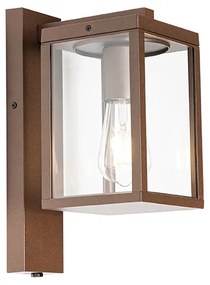 Lampka ścienna zewnętrzna brązowa rdza IP44 z czujnikiem zmierzchu - Charlois