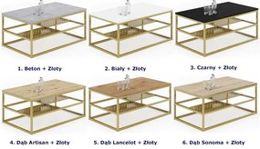 Ława z półkami w stylu glamour dąb artisan + złoty - Hila 3X