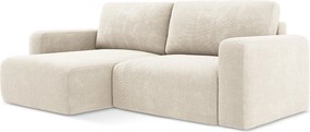 Narożnik lewostronny z funkcją spania - z tkaniny szenilowej - jasny beż - KONA