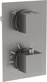 Mexen Cube termostatyczna bateria wannowo-prysznicowa 2-wyjściowa,  gun gray szczotkowany - 77502-66