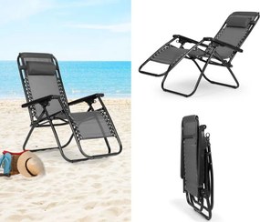 Składany leżak ogrodowy, tarasowy Rimini 009, szary