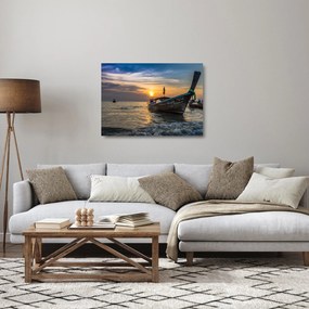 Obraz na szkle statku na brzegu (70x50 cm)