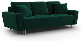 Zielona aksamitna rozkładana/ze schowkiem sofa 235 cm Kyoto – Cosmopolitan Design