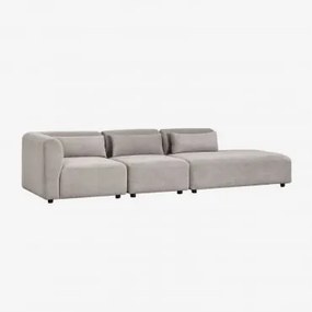 Sofa Modułowy Narożny 3-częściowy Z Prawym Szezlongiem Fogler Sztruks Jasny Szary Taupe - Sklum
