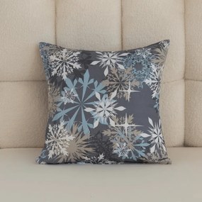 Poszewka na poduszkę z mikrofibry SNOWFLAKE 45x45 cm, niebieskoszara