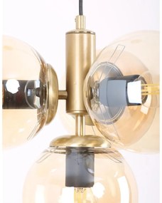 Lampa wisząca w żółto-złotym kolorze ze szklanym kloszem ø 15 cm Hector – Squid Lighting