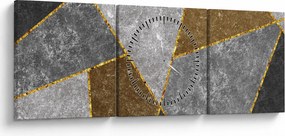 Obraz - Imitacja materiałów (z zegarem) (90x30 cm)