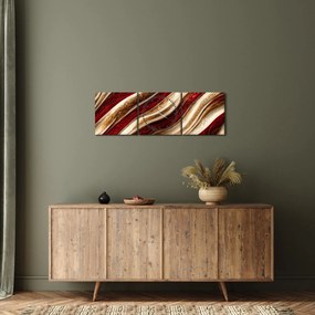 Obraz - Złoto - biała tekstura (z zegarem) (90x30 cm)
