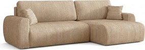 Stylowy narożnik rozkładany prawostronny  ARIEL L 246x150x87 cm w tkaninie Velo  22 kremowej