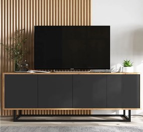 Szafka RTV NILA 3 150 dąb wotan/czarna mat