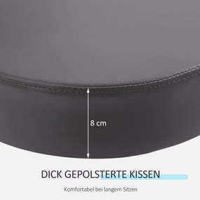 HOMCOM Taboret Salonowy, regulowany, ergonomiczny, obrotowy 360°, 5 kółek, pokrycie syntetyczne, Szary