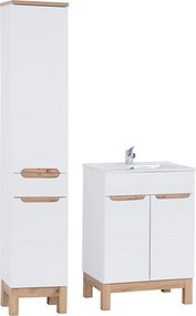 Zestaw białych mebli łazienkowych Bali 038 - szafka 60 cm z umywalką i słupek