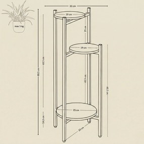 Wąski kwietnik stojący STEM na 3 kwiaty, Ø 33 x 80,5 cm