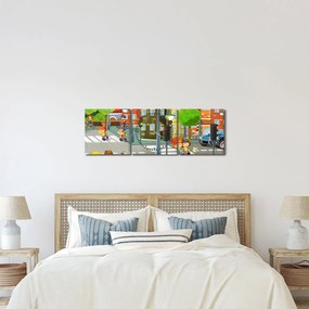 Obraz - Dziecięce miasteczko (z zegarem) (90x30 cm)