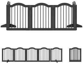 PawHut Bramka dla psa wolnostojące zabezpieczenie z nóżkami, składana bramka, 5 paneli, 261,5 x 29,5 x 61 cm, czarna