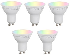 Zestaw 5 Inteligentna żarówka LED GU10 50mm, ściemniana, opalowa RGBW, 4,7W, 400lm, 2700-6500K