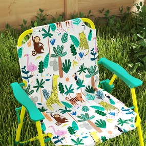 AIYAPLAY Zestaw siedzeń dla dzieci, 4-częściowy komplet z odłączanym parasolem, stół dziecięcy z 2 składanymi krzesłami, zielony | Aosom PL