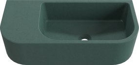 Umywalka betonowa wisząca / nablatowa półokrągła z półką bez otworu na baterię 65 x 30 cm LARMO | różne kolory : Kolor - Oliwkowy, Typ montażu - podwieszana