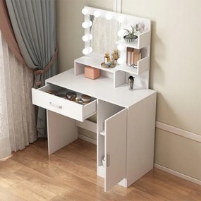 Toaletka kosmetyczna makijażu wizażu z lustrem led nowoczesna glamour loft